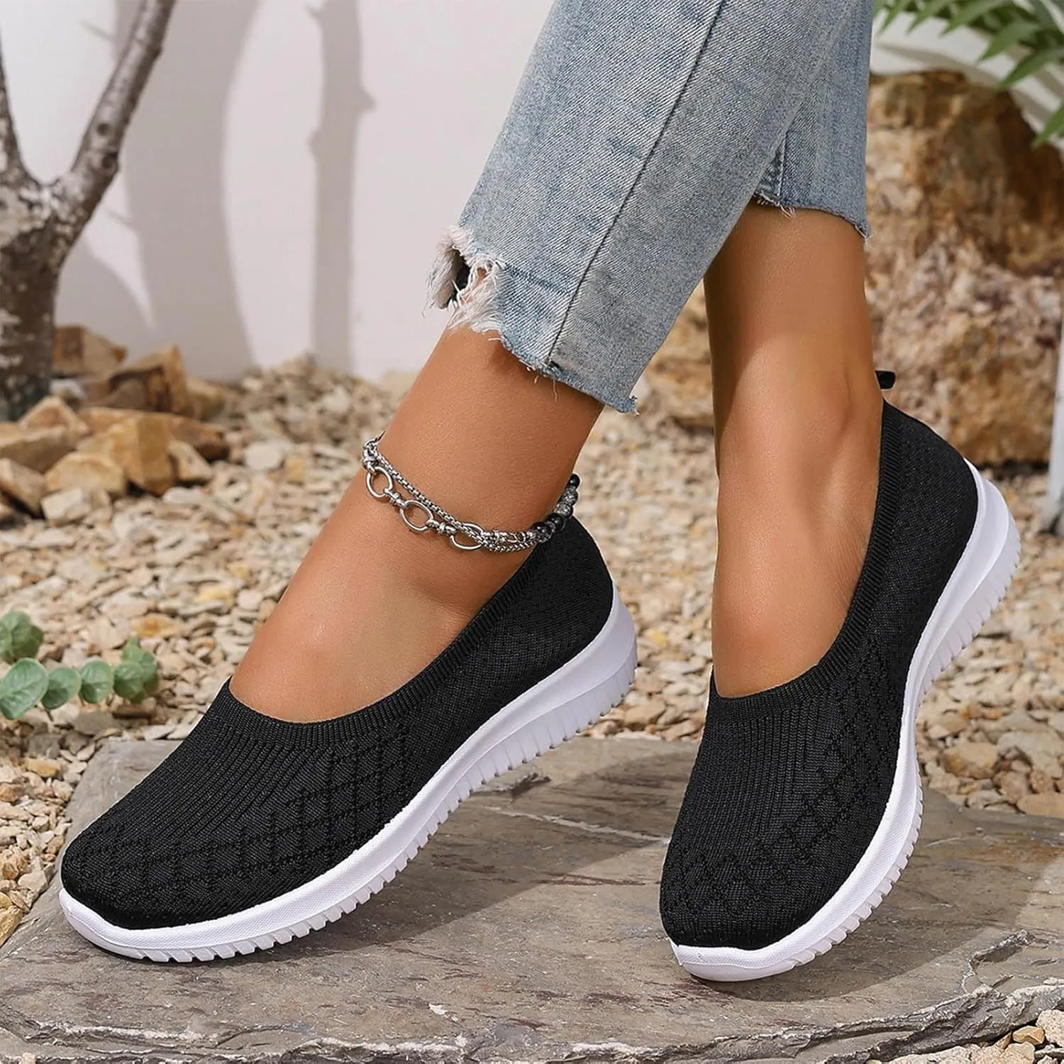 Orthopedic Walking Shoes for Women 2025,Women's Slip-On Breathable Mesh Sneakers Lightweight Shoe Casual Wear Comfortable Anti-Slip Loafers for Everyday