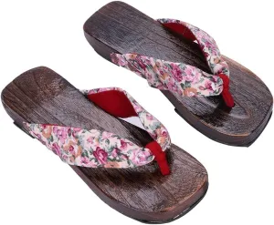 PENINSULA LOVE Women Japanese Clogs Slippers Home Slippers Japanese Flip Flops Wooden Geta Sandals Summer Wooden Sandals