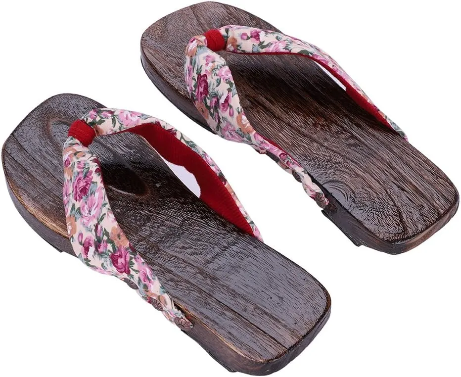 PENINSULA LOVE Women Japanese Clogs Slippers Home Slippers Japanese Flip Flops Wooden Geta Sandals Summer Wooden Sandals