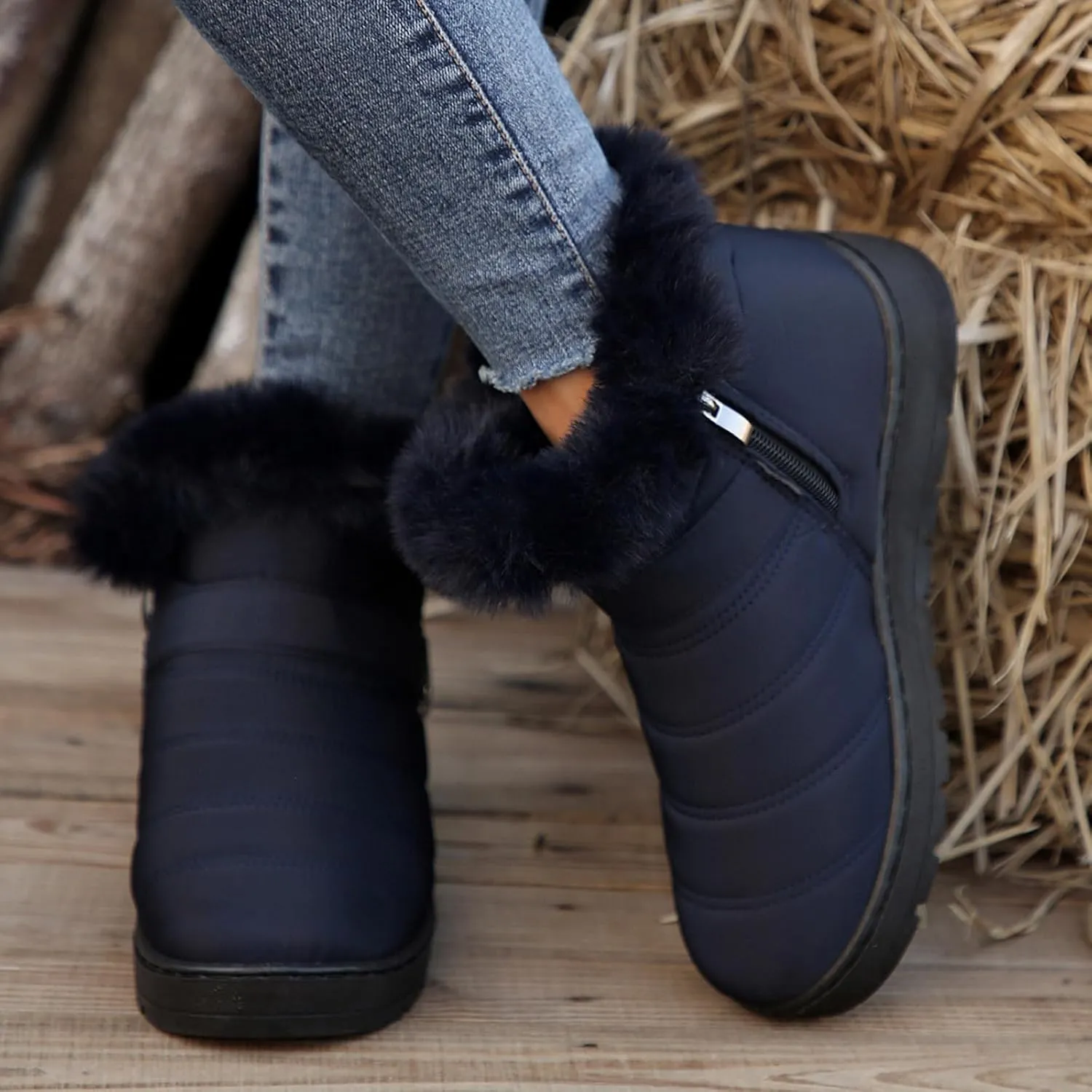 Platform Boots Snow Boots for Women Winter Warm Waterproof Plush Insulation Flat Bottom Short Boots Comfy Outdoor