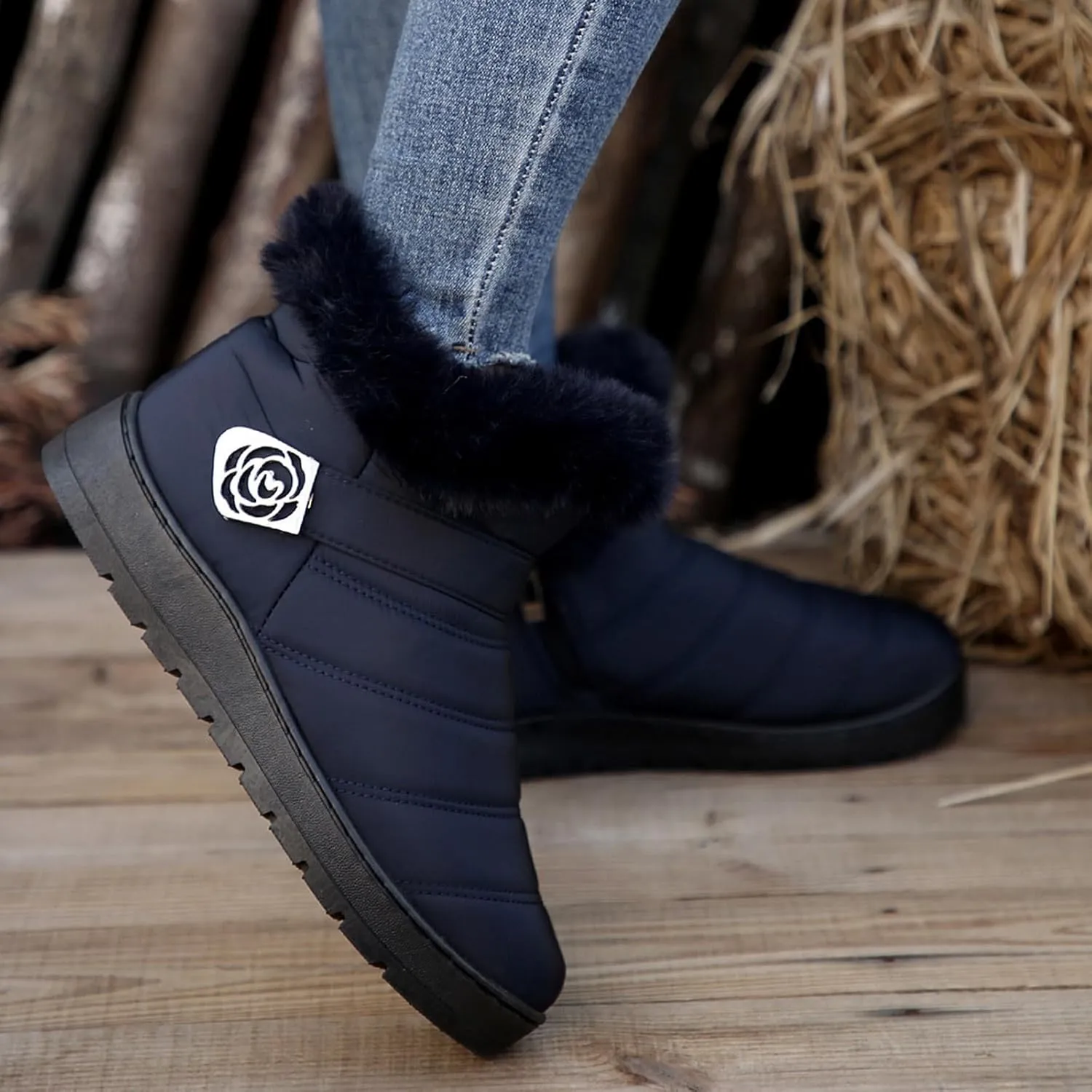 Platform Boots Snow Boots for Women Winter Warm Waterproof Plush Insulation Flat Bottom Short Boots Comfy Outdoor