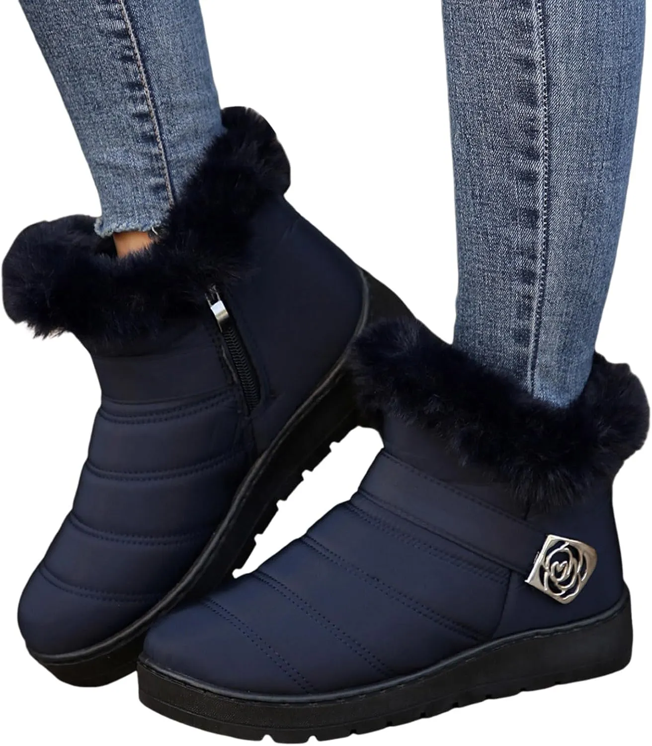 Platform Boots Snow Boots for Women Winter Warm Waterproof Plush Insulation Flat Bottom Short Boots Comfy Outdoor
