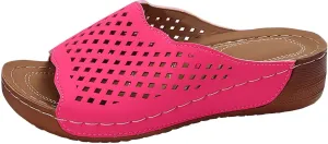 Platform Sandals Women Fashion Wedge Sandal Summer Dressy Open Toes Black Shoes with Arch Support Slip On Walking Shoe