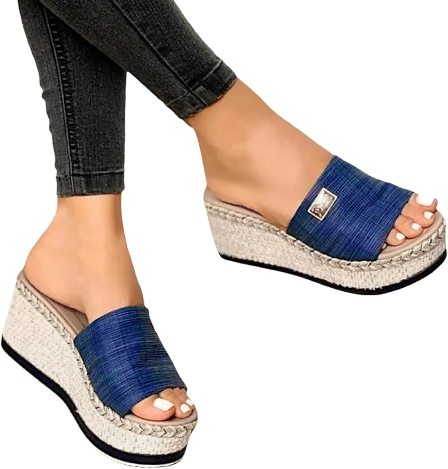Platform Sandals Women Fashion Wedges Sandals Casual Dressy Summer High Heels Open Toe Espadrilles Sandals Slip on Shoes