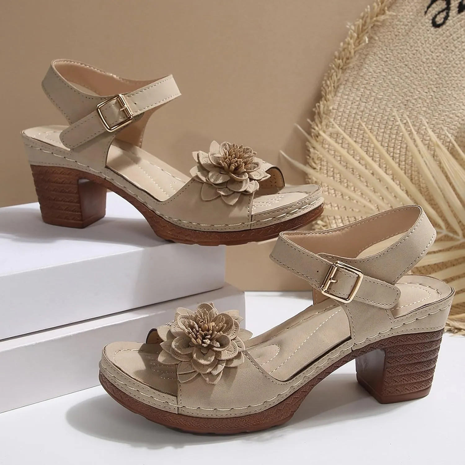 Platform Wedge Sandals for Women 2025 Dressy Summer Ankle Strap Wedges Casual Hollow Out Open Toe Low Heel Comfortable Sandal Work Sandals for Women Office Breathable Dress Shoes