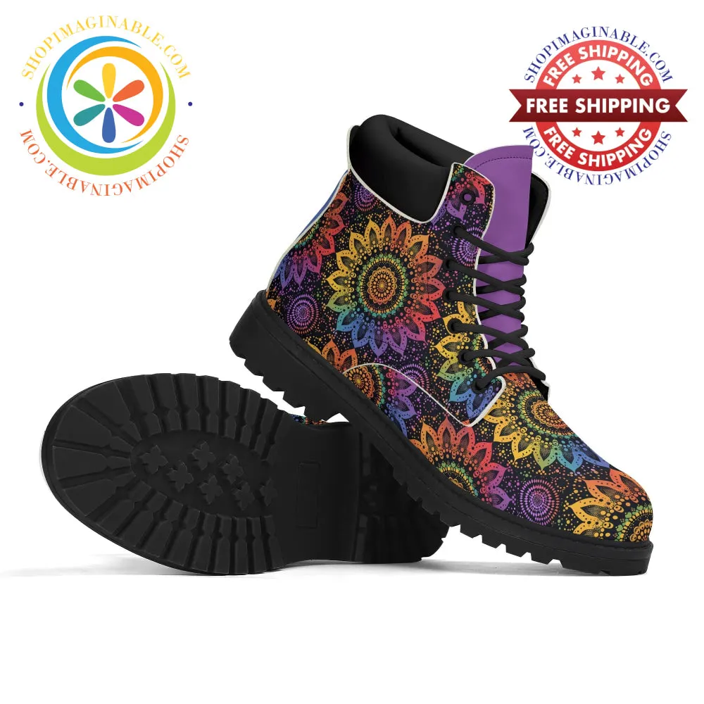 Rainbow Mandala Ladies Boots