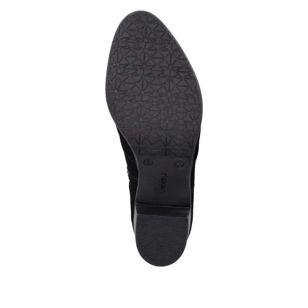Rieker Y2058-00 Ladies Black Suede Side Zip Ankle Boots