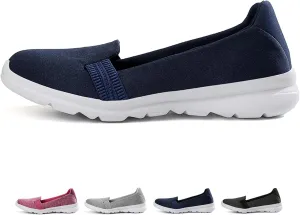 SACFOF Women's Comfortable Orthopedic Slip On Walking Shoes Lightweight Non Slip Sneakers Breathable Casual Soft Sole Travel Work Jogging Tennis Shoes