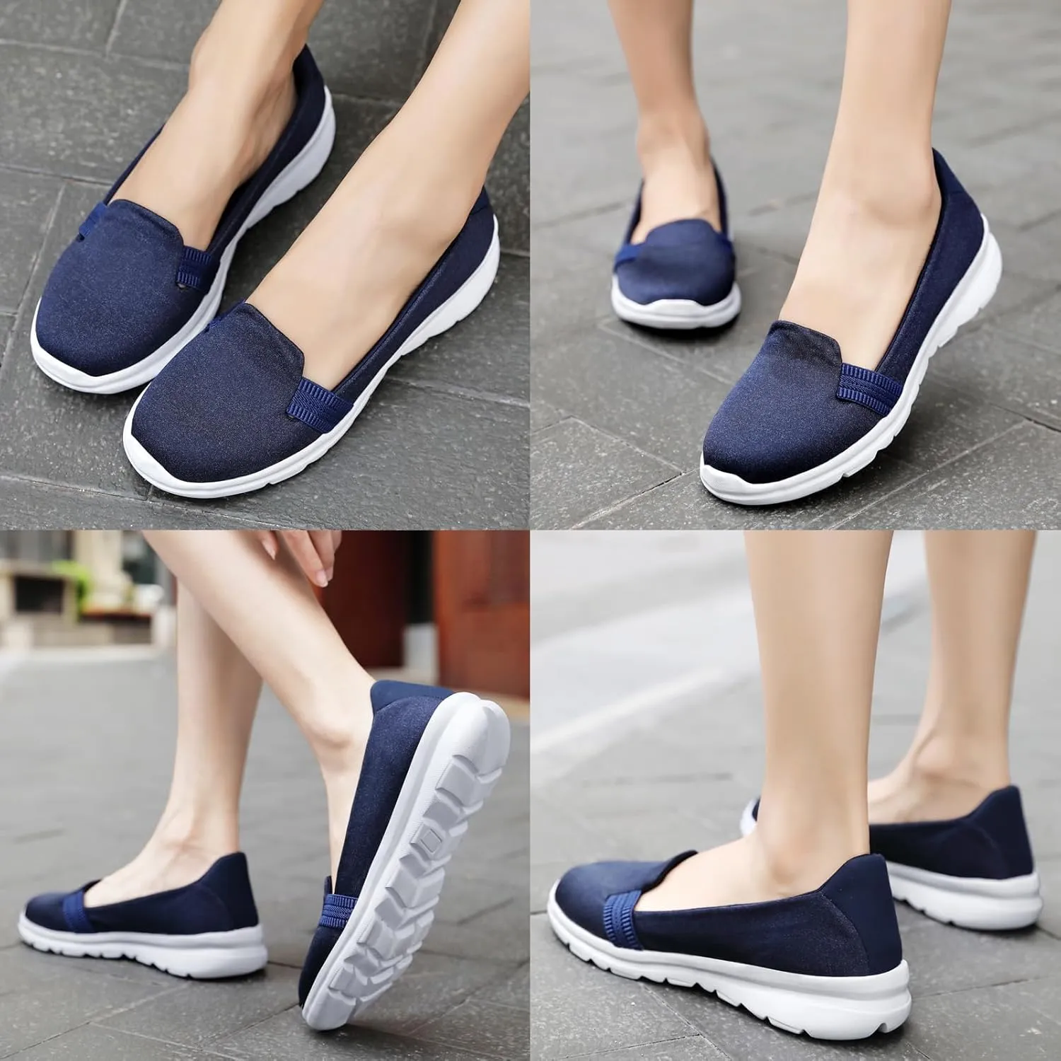 SACFOF Women's Comfortable Orthopedic Slip On Walking Shoes Lightweight Non Slip Sneakers Breathable Casual Soft Sole Travel Work Jogging Tennis Shoes