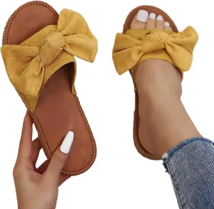 Sandal for Women Dressy Summer Premium Bowknot Open Toe Sandals Vintage Anti-Slip Breathable for Summer