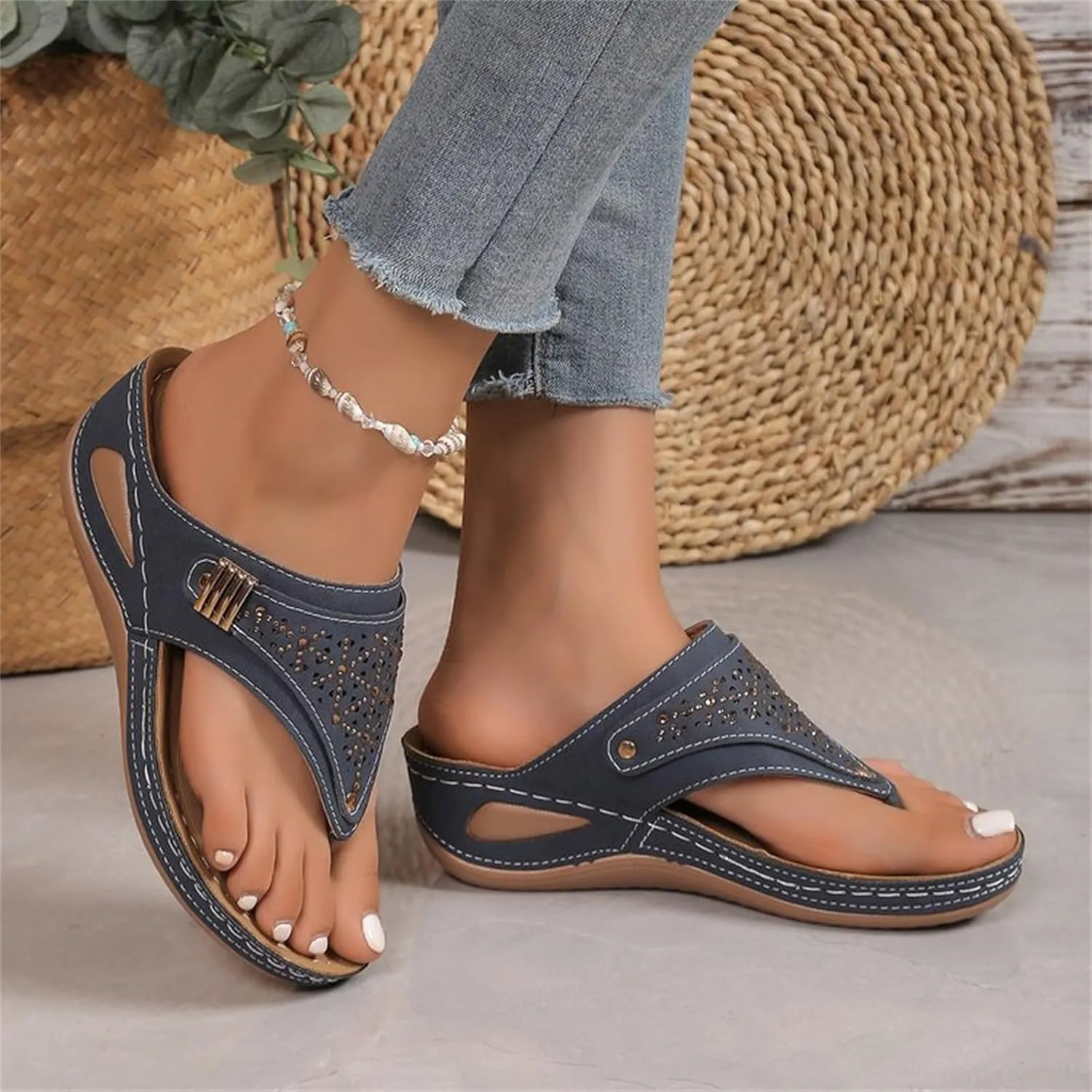 Sandals for Women 2025 Comfortable Orthopedic Gladiator Dress Wedge Sandals Trendy Boho Beach Sandal Flip Flops