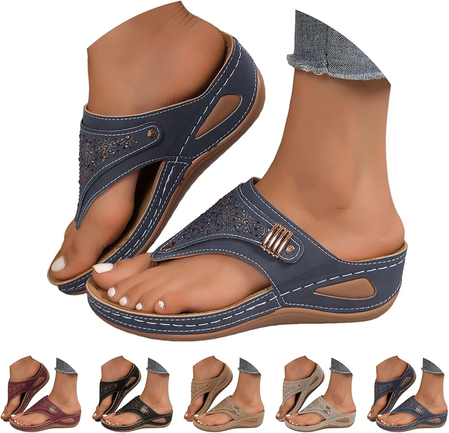 Sandals for Women 2025 Comfortable Orthopedic Gladiator Dress Wedge Sandals Trendy Boho Beach Sandal Flip Flops