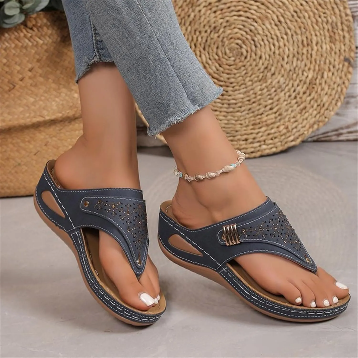 Sandals for Women 2025 Comfortable Orthopedic Gladiator Dress Wedge Sandals Trendy Boho Beach Sandal Flip Flops