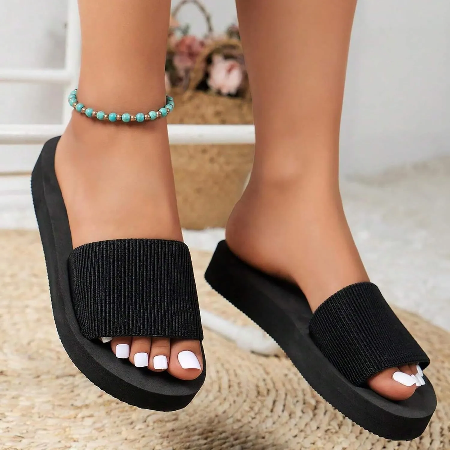 Sandals for Women Comfortable Yoga Mat Non-Slip Women's Slide Sandal Casual Summer Arch Support Beach Slippers Dressy