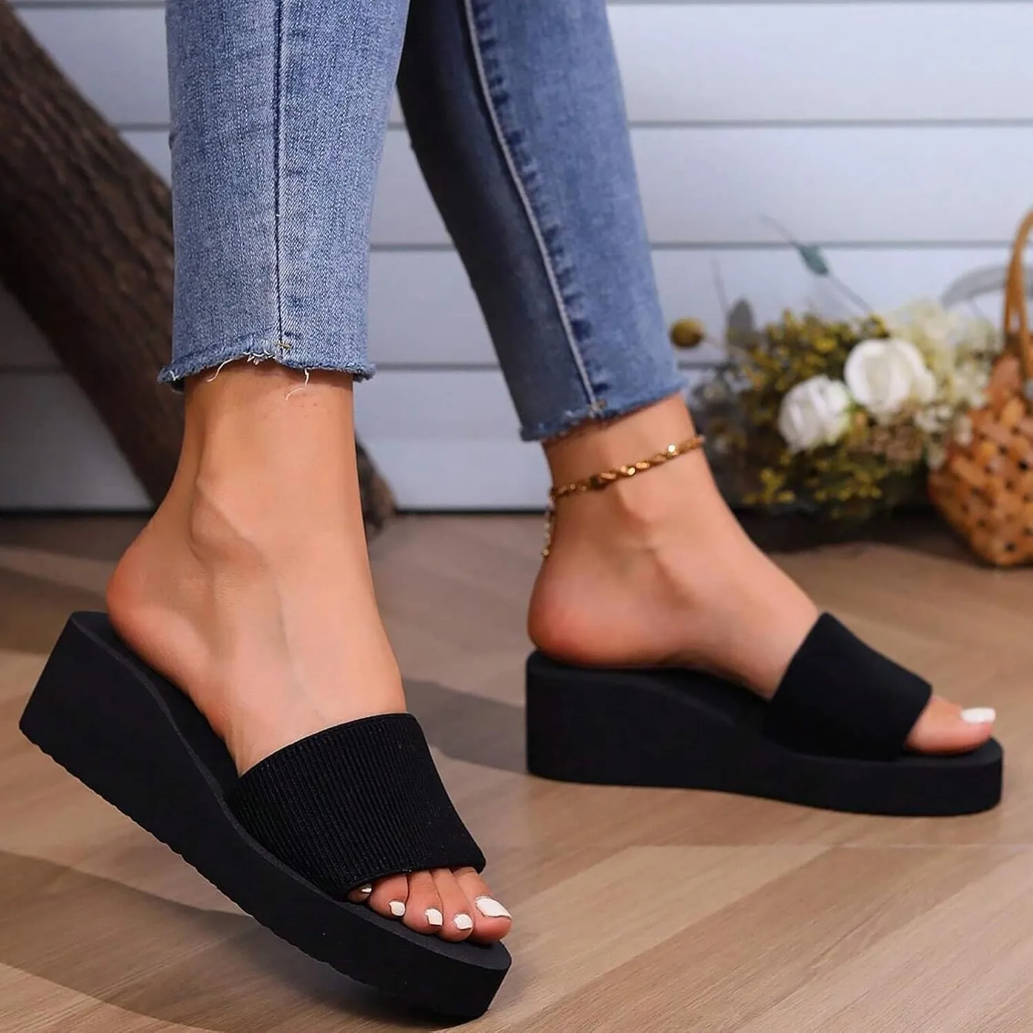 Sandals for Women Comfortable Yoga Mat Non-Slip Women's Slide Sandal Casual Summer Arch Support Beach Slippers Dressy