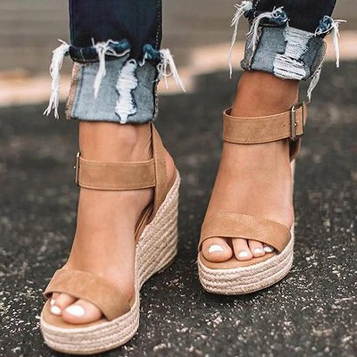 Sandals for Women Dressy Summer, Womens Wedge Sandals Summer Open Toe Breathable Beach Sandal Casual Wedges Shoes