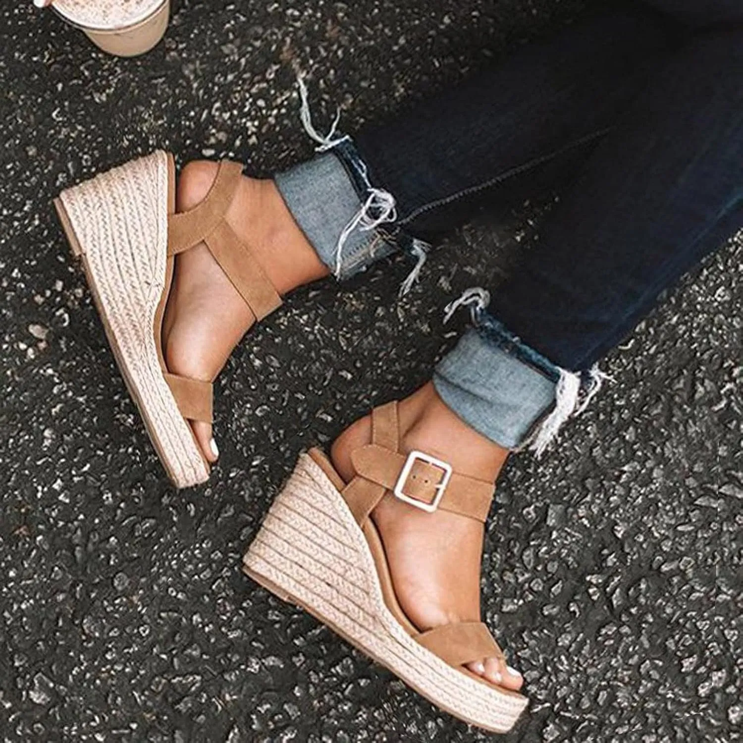 Sandals for Women Dressy Summer, Womens Wedge Sandals Summer Open Toe Breathable Beach Sandal Casual Wedges Shoes