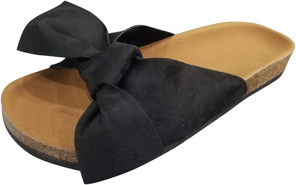 Sandals for Women Flat,Womens Slip On Flip Flops Bow Tie Strappy Slides Beach Thong Slipper Summer Gladiator Flat Sandals