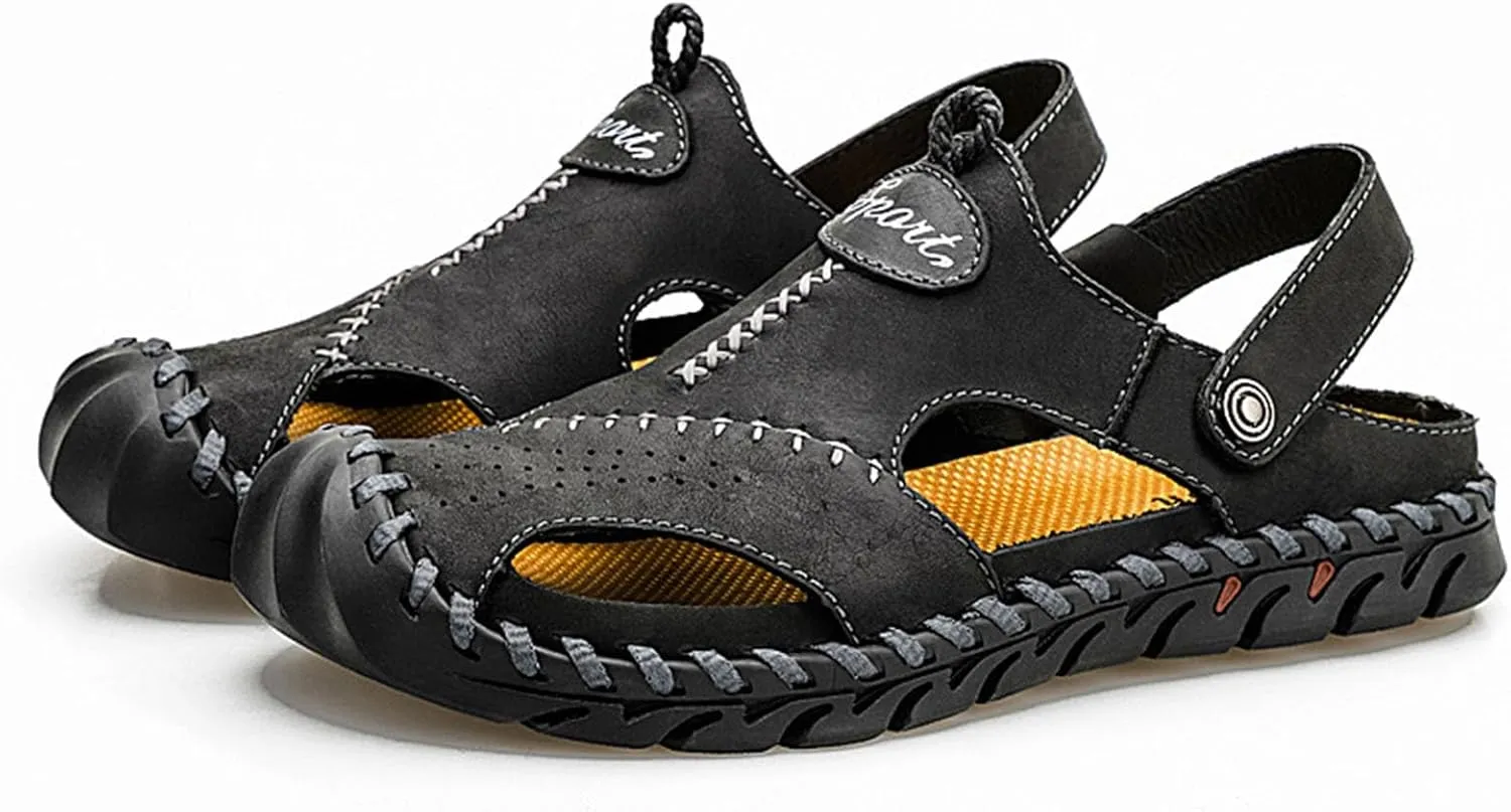 Sandals Men, Men Sandals Vintage Handmade Closed Toe Summer Outdoor Hiking Sports Shoes Fisherman Water Sandal 2025