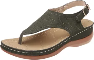 Sandals Women Dressy Summer Flat Arch Support Wide Width Orthopedic Slide Casual Walking Orthotic Flip Flops (Color : Green, Size : 6)