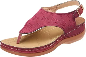 Sandals Women Dressy Summer Flat Arch Support Wide Width Orthopedic Slide Casual Walking Orthotic Flip Flops (Color : Red, Size : 8)