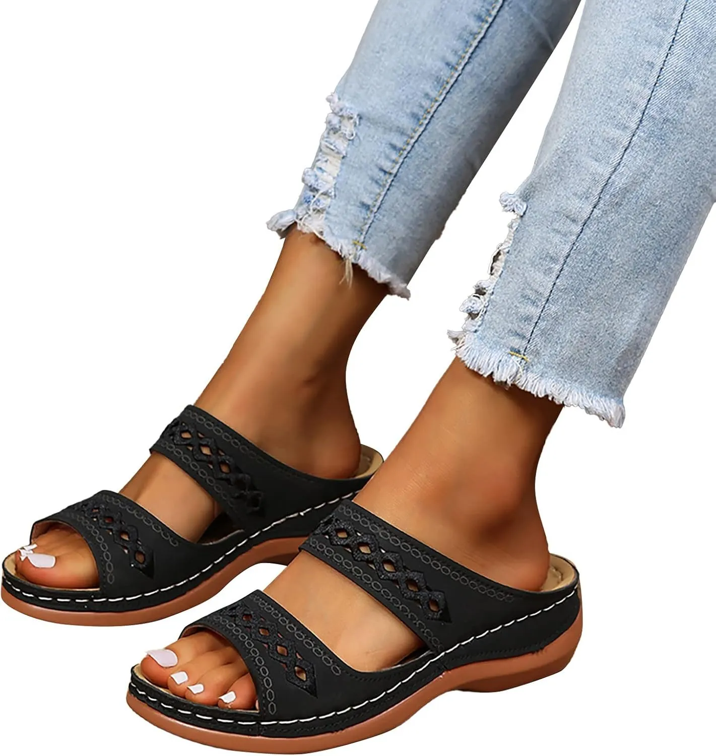 Sandals Women Fashion, Womens Sandals Premium Orthopedic Open Toe Sandals Retro Anti-Slip Breathable