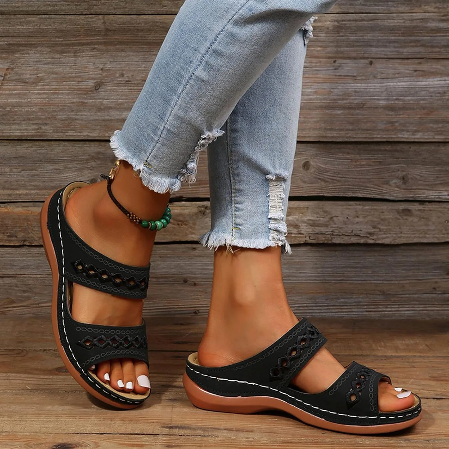Sandals Women Fashion, Womens Sandals Premium Orthopedic Open Toe Sandals Retro Anti-Slip Breathable