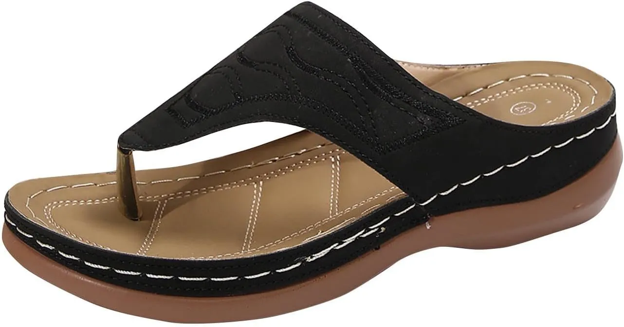 Sandals Women Wedge Shoes - Orthopedic Comfortable Arch Support Platform Womens Summer Dressy Flip Flop Casual Bunion Breathable