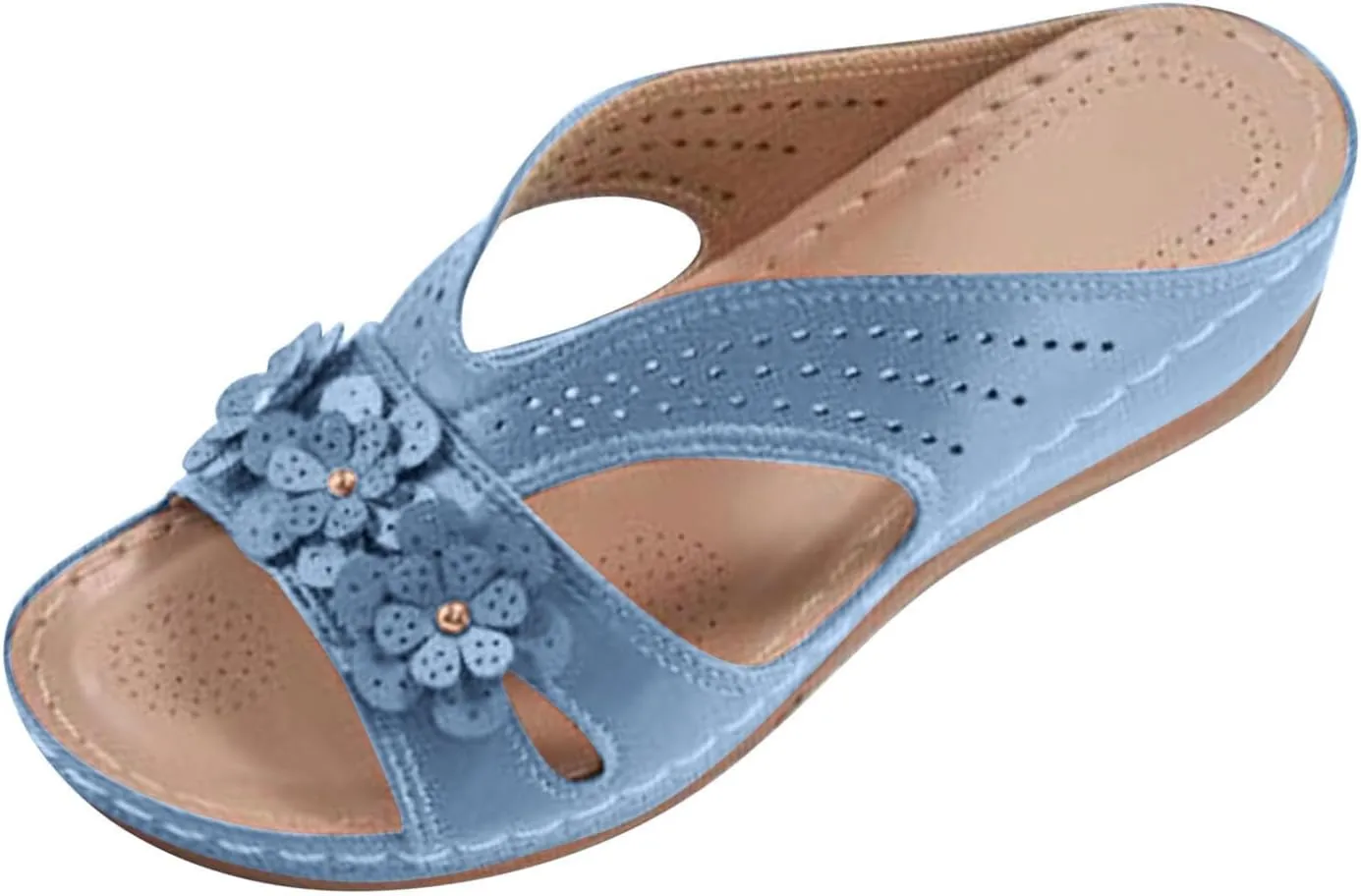 Sandals Womens Casual Slide Shoes Slip On Dressy Summer Wedge Platform Sandals Comfortable Arch Support Beach Sandal
