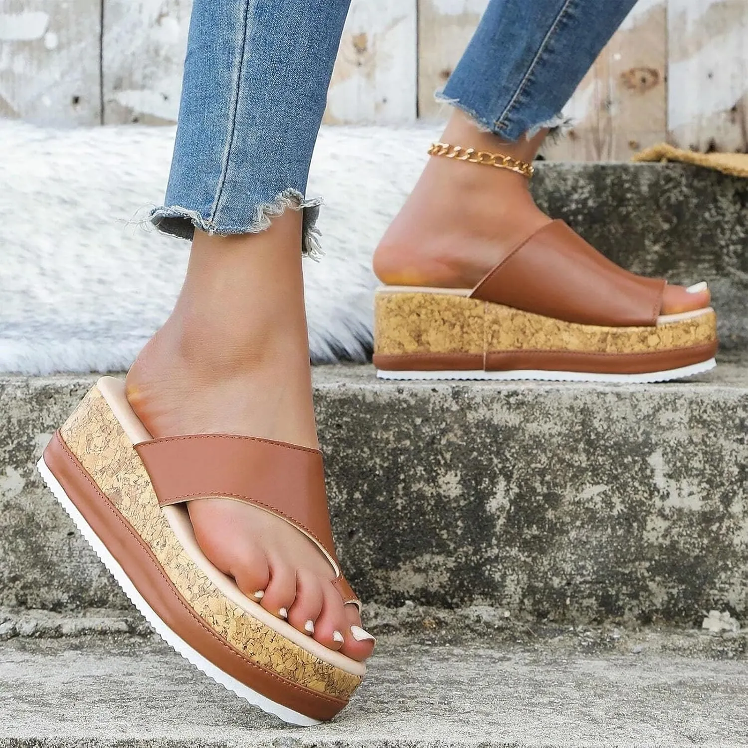 Sandals Women's Summer Comfortable Platform Mules Breathable Beach Outdoor Shoes Trendy