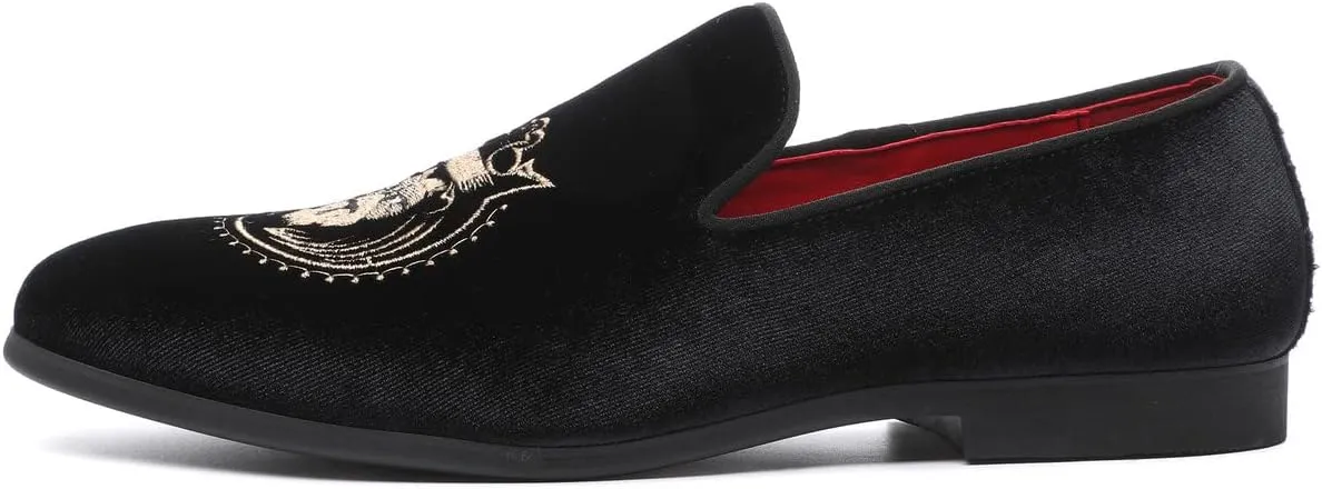 Santimon Men's Loafers Dress Shoes Slip On Driving Tuxedo Lion Head Walking Shoes