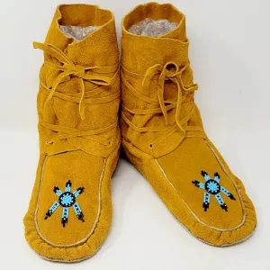 Sharon R Blue & Black Sun Adult Wraparound Moccasins