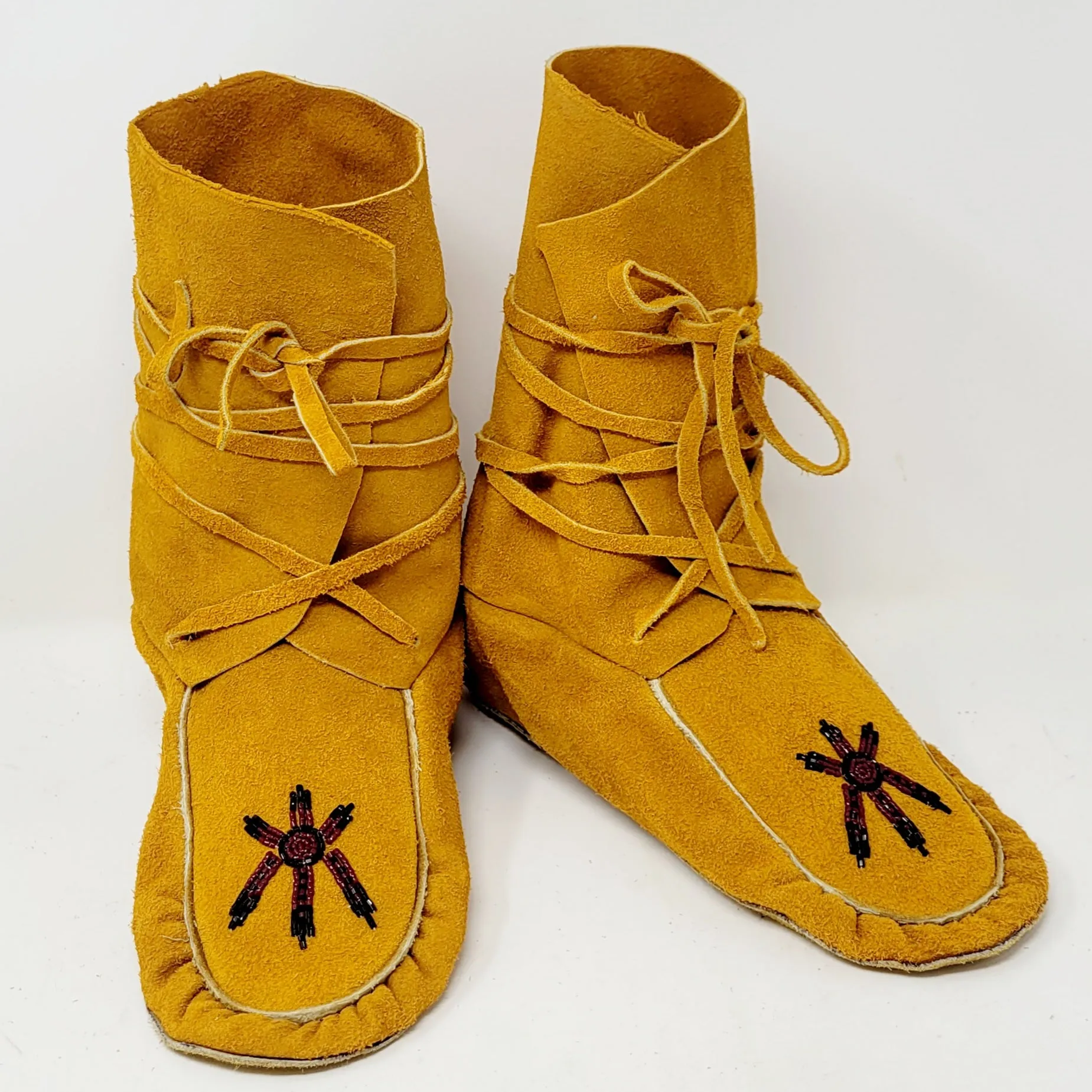 Sharon R Red & Black Sun Adult Wraparound Moccasins