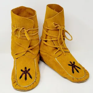 Sharon R Red & Black Sun Adult Wraparound Moccasins