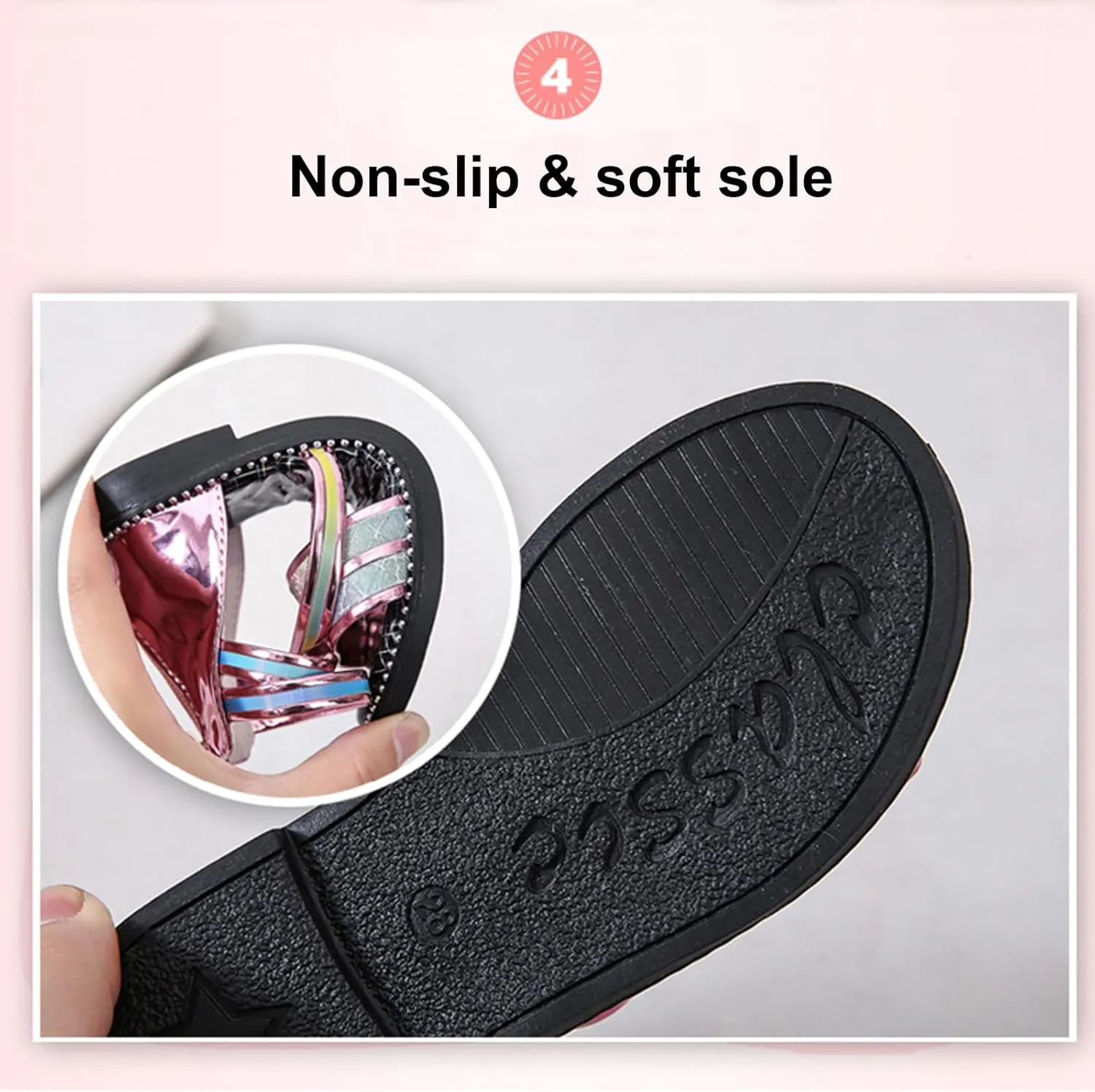 Shoes for Kids,Girls Sandals with Zipper Strappy Sandals Toddler Princess Shoes Dress Shoes 2-12 Years