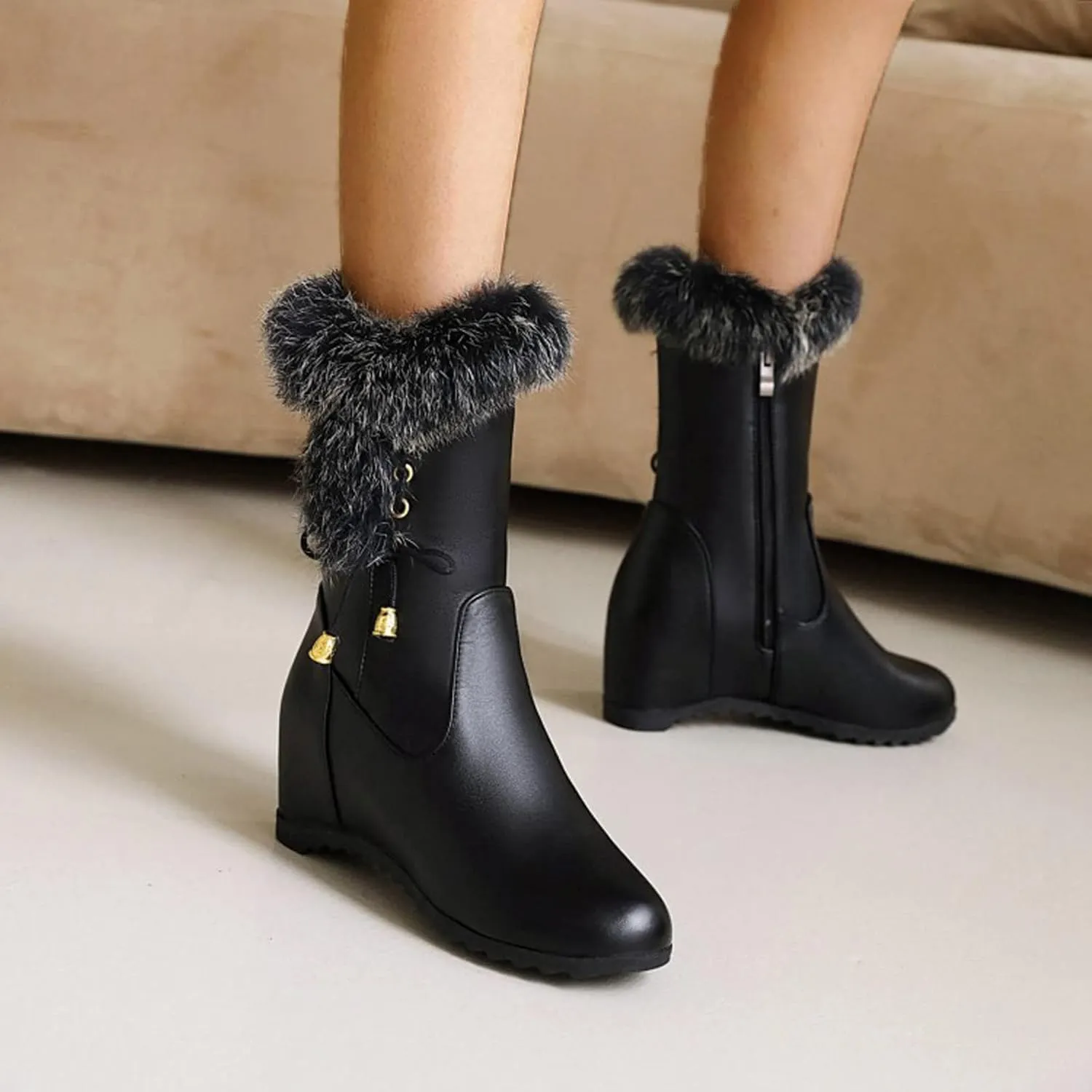 Short Winter Boots for Women Low Heel Puffer Snow Boots for Women Size 9 Womens Side Zipper Waterproof Winter Boots Womens Black Winter Boots Size 8 Botas Para Nieve E Invierno De Mujer