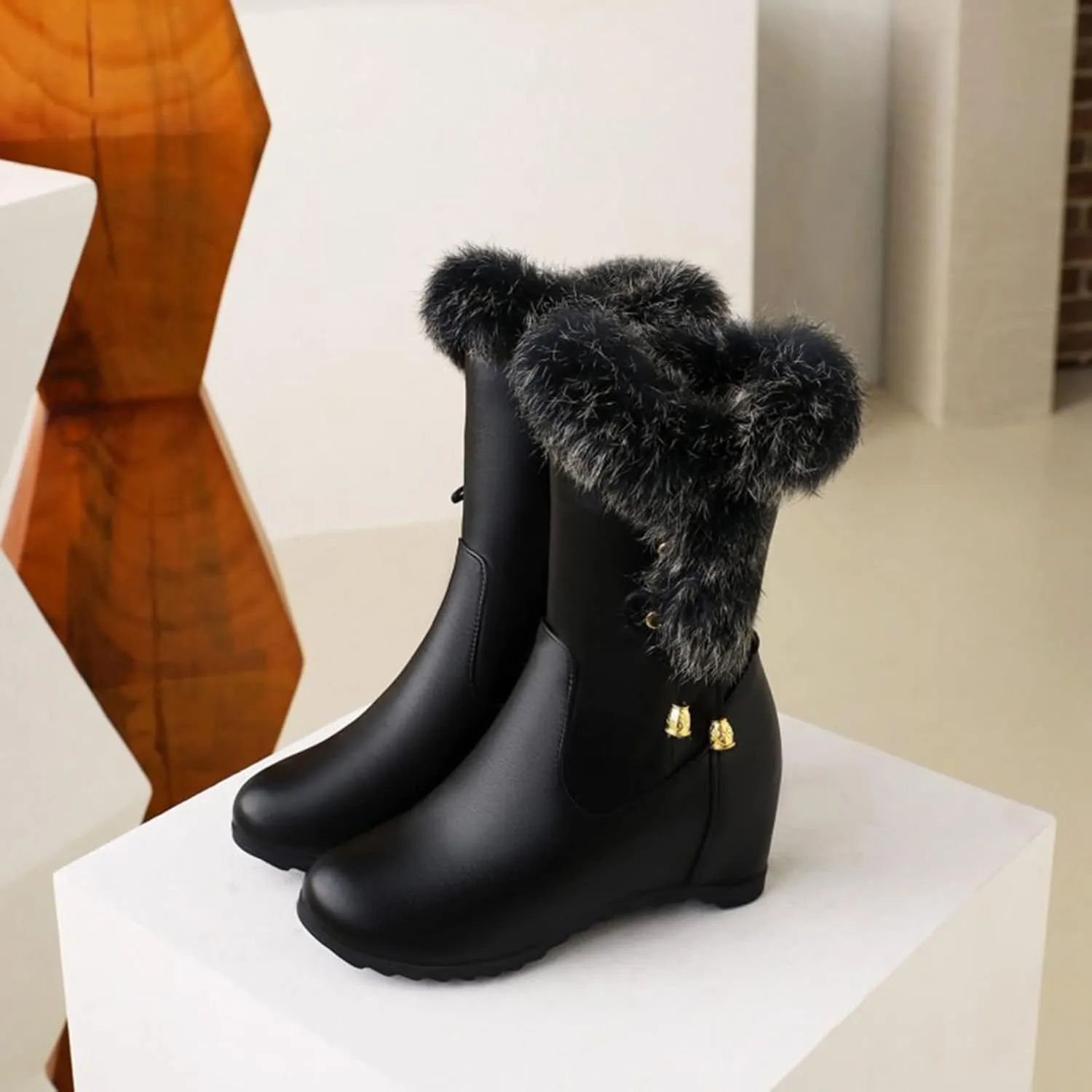 Short Winter Boots for Women Low Heel Puffer Snow Boots for Women Size 9 Womens Side Zipper Waterproof Winter Boots Womens Black Winter Boots Size 8 Botas Para Nieve E Invierno De Mujer