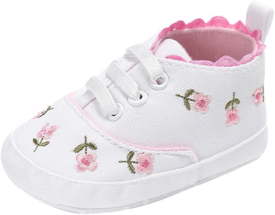 Size 10 Toddler Shoes Baby Canvas Crib Shoes Girls Soft Infant Anti-Slip Sole Floral Baby Shoes 2