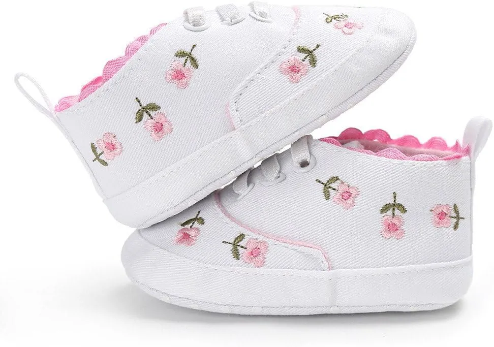 Size 10 Toddler Shoes Baby Canvas Crib Shoes Girls Soft Infant Anti-Slip Sole Floral Baby Shoes 2