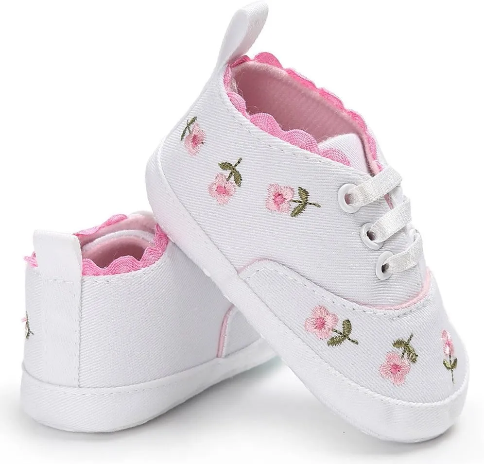 Size 10 Toddler Shoes Baby Canvas Crib Shoes Girls Soft Infant Anti-Slip Sole Floral Baby Shoes 2