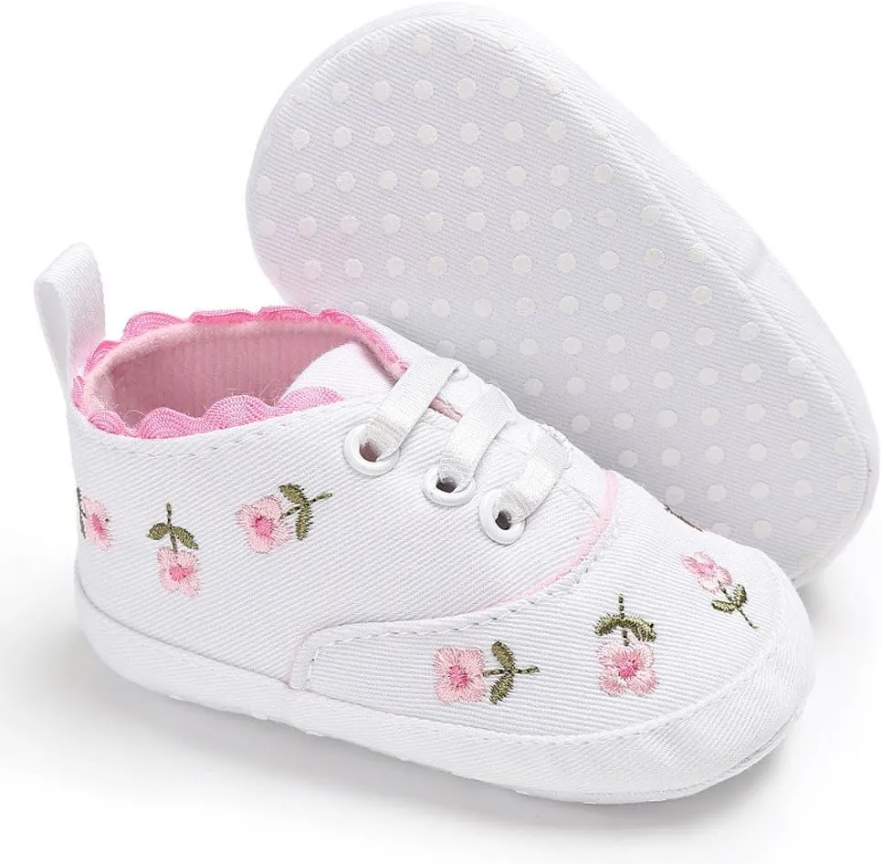 Size 10 Toddler Shoes Baby Canvas Crib Shoes Girls Soft Infant Anti-Slip Sole Floral Baby Shoes 2