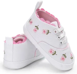 Size 10 Toddler Shoes Baby Canvas Crib Shoes Girls Soft Infant Anti-Slip Sole Floral Baby Shoes 2