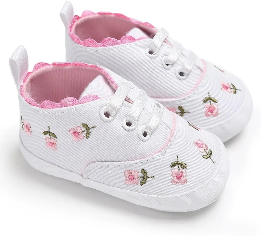 Size 10 Toddler Shoes Baby Canvas Crib Shoes Girls Soft Infant Anti-Slip Sole Floral Baby Shoes 2