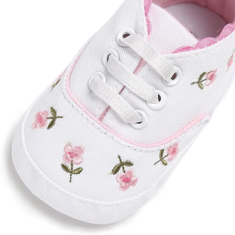Size 10 Toddler Shoes Baby Canvas Crib Shoes Girls Soft Infant Anti-Slip Sole Floral Baby Shoes 2