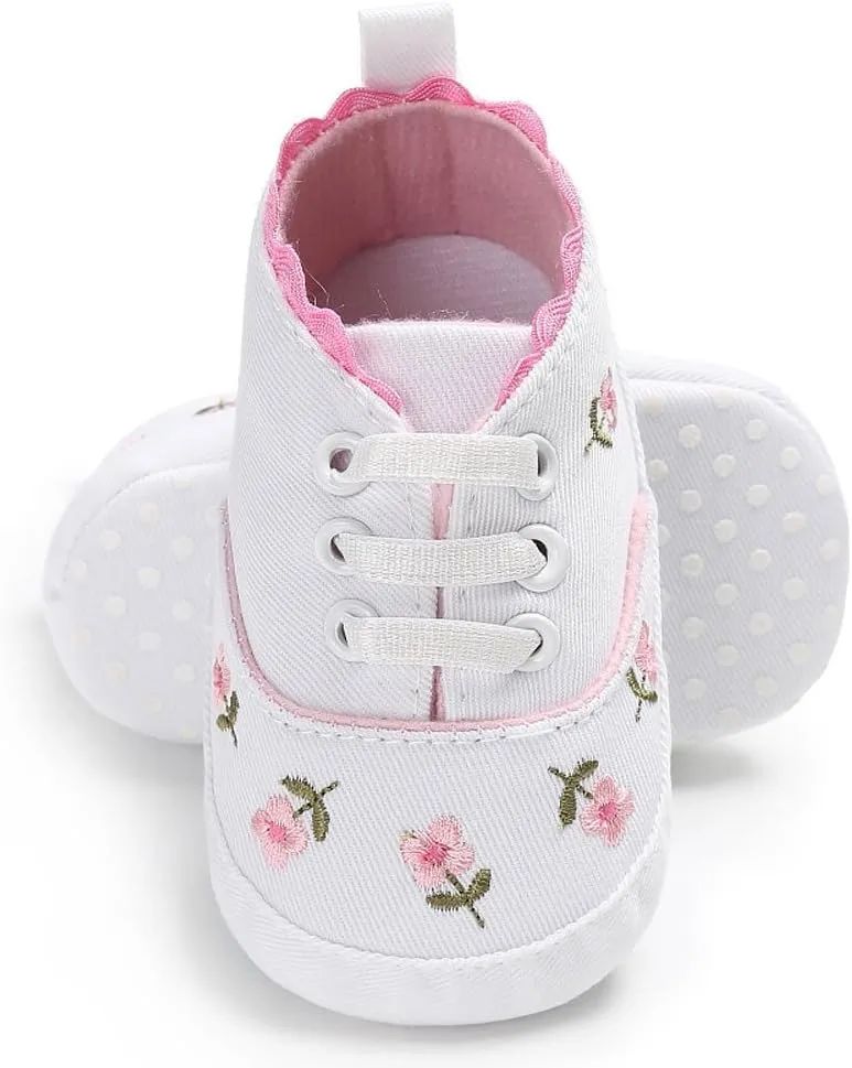Size 10 Toddler Shoes Baby Canvas Crib Shoes Girls Soft Infant Anti-Slip Sole Floral Baby Shoes 2