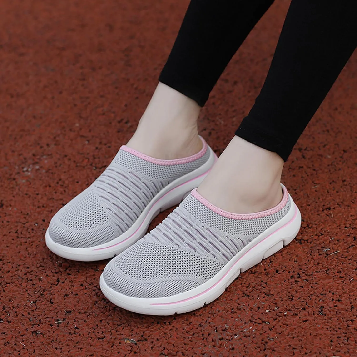Slip On Mules Breathable Mesh Slip On Clogs Wide Width Lightweight Sneakers Comfort Walking Mules Shoes for Women Men with Indoor Outdoor Anti-Skid Sole