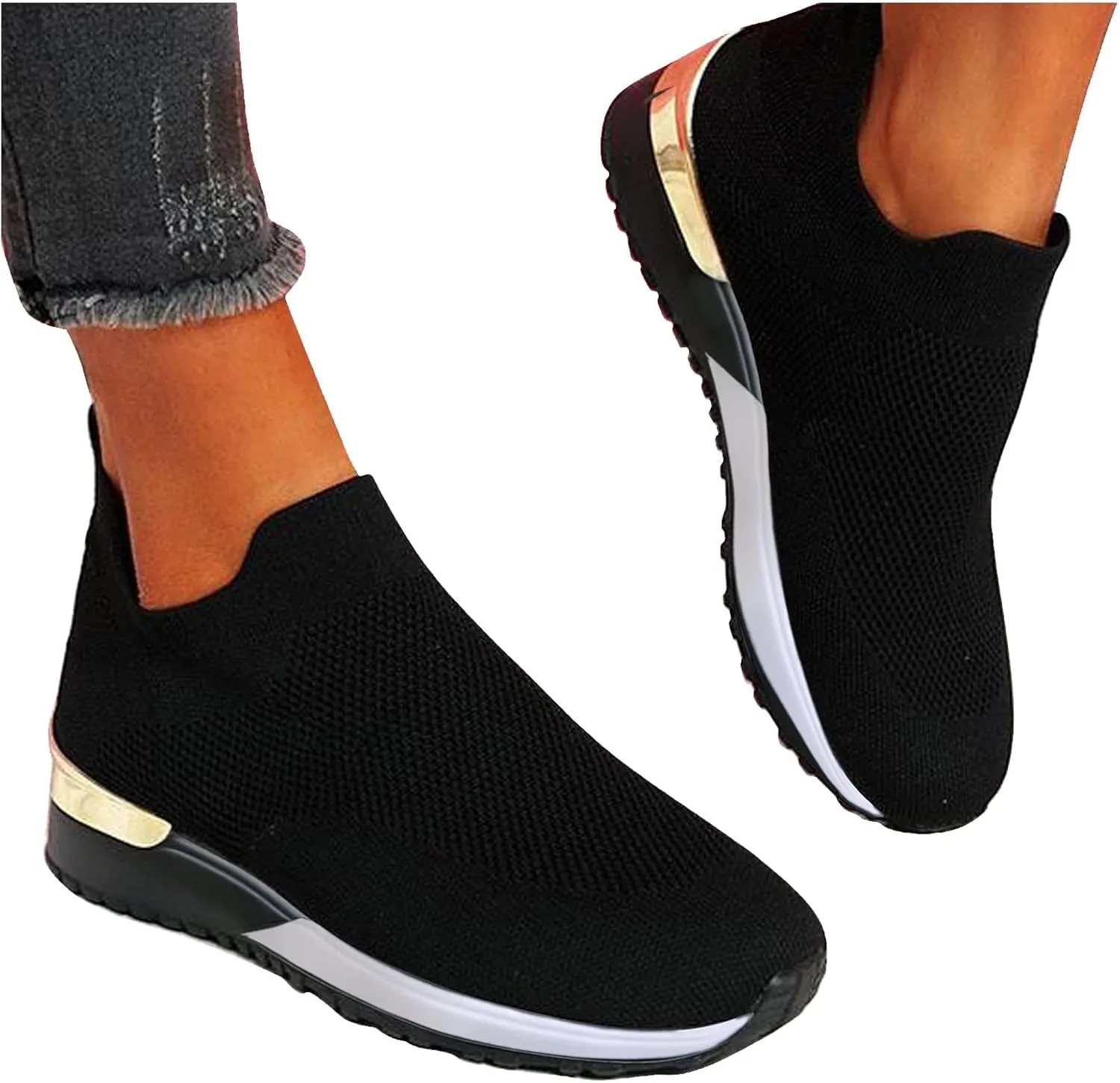 Slip On Walking Shoes for Women Non Slip Breathable Athletic Shoes Casual Comfortable Tennis Sneakers for Women