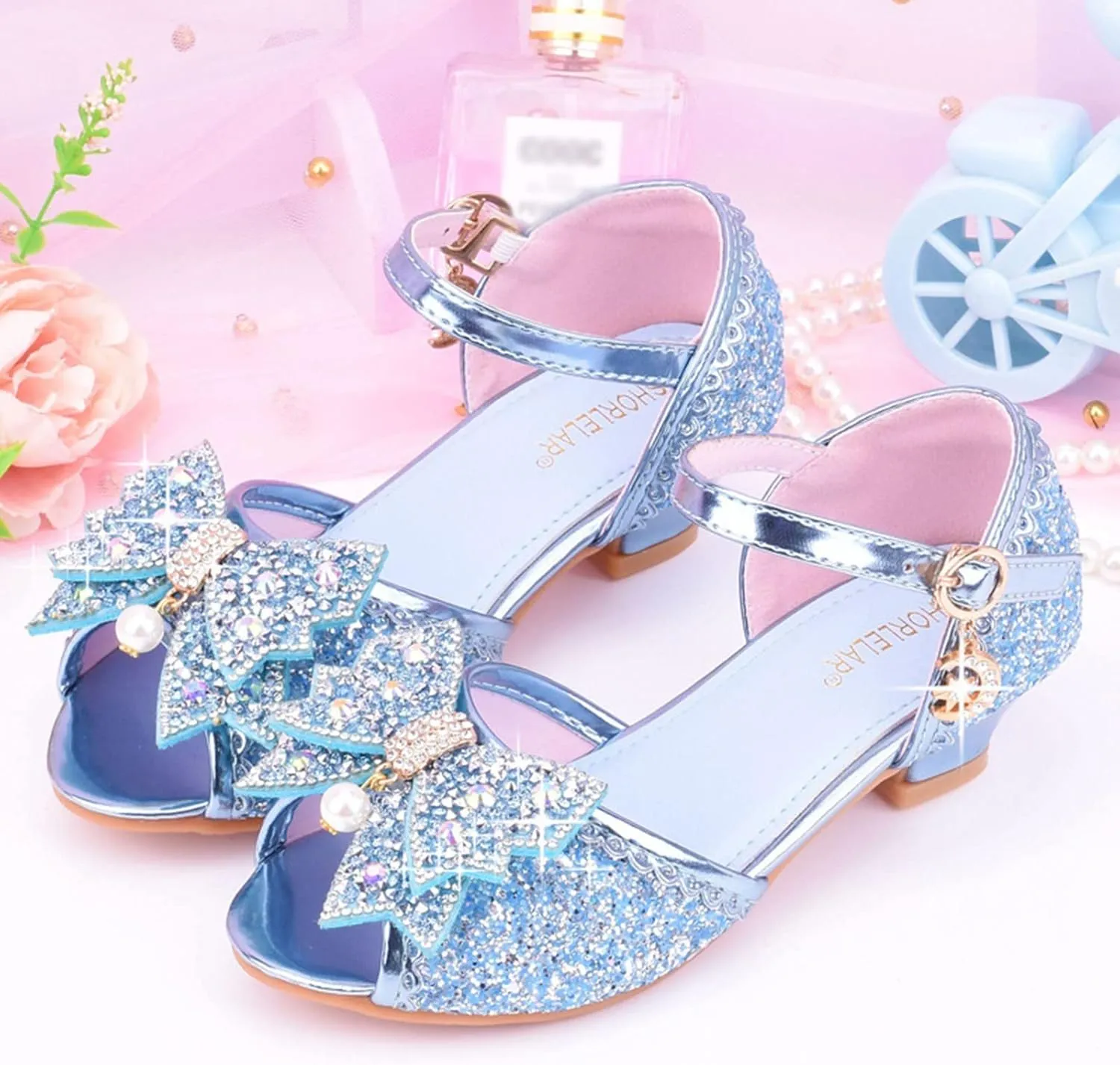 Sneakers for Girls Size 13 with Bow and Glitter Childrens Dance Shoes Glitter High Tops Kids Sparkly Shoes