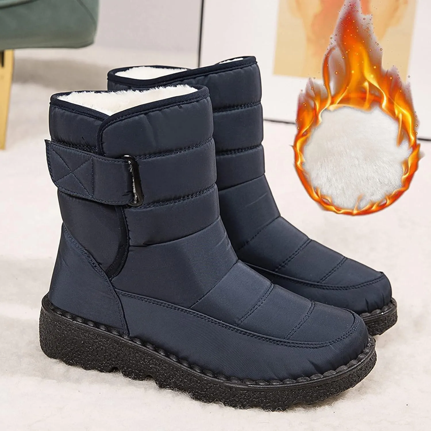 Snow Boots for Women Mid Calf Boots Women Winter Warm Outdoor Waterproof Comfortable Round Toe Platform Women Boots