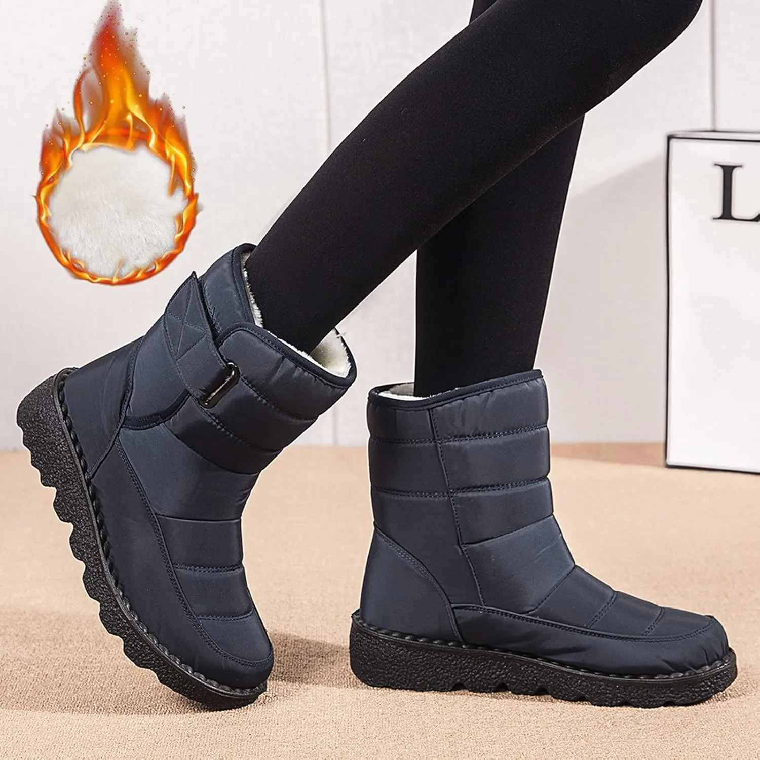 Snow Boots for Women Mid Calf Boots Women Winter Warm Outdoor Waterproof Comfortable Round Toe Platform Women Boots
